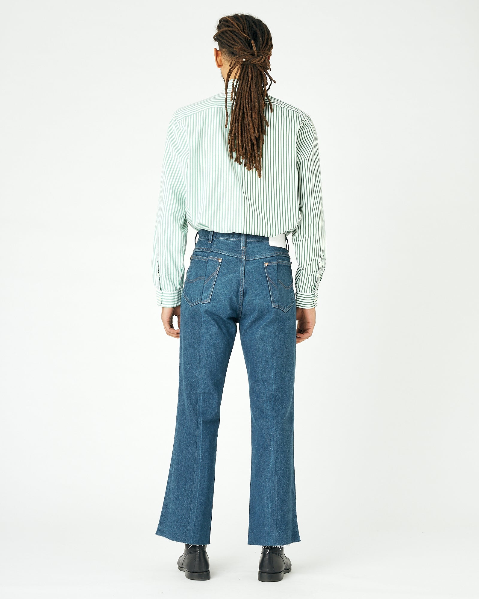 Mens Dark Blue Match Flare Jean - E.L.V. Denim