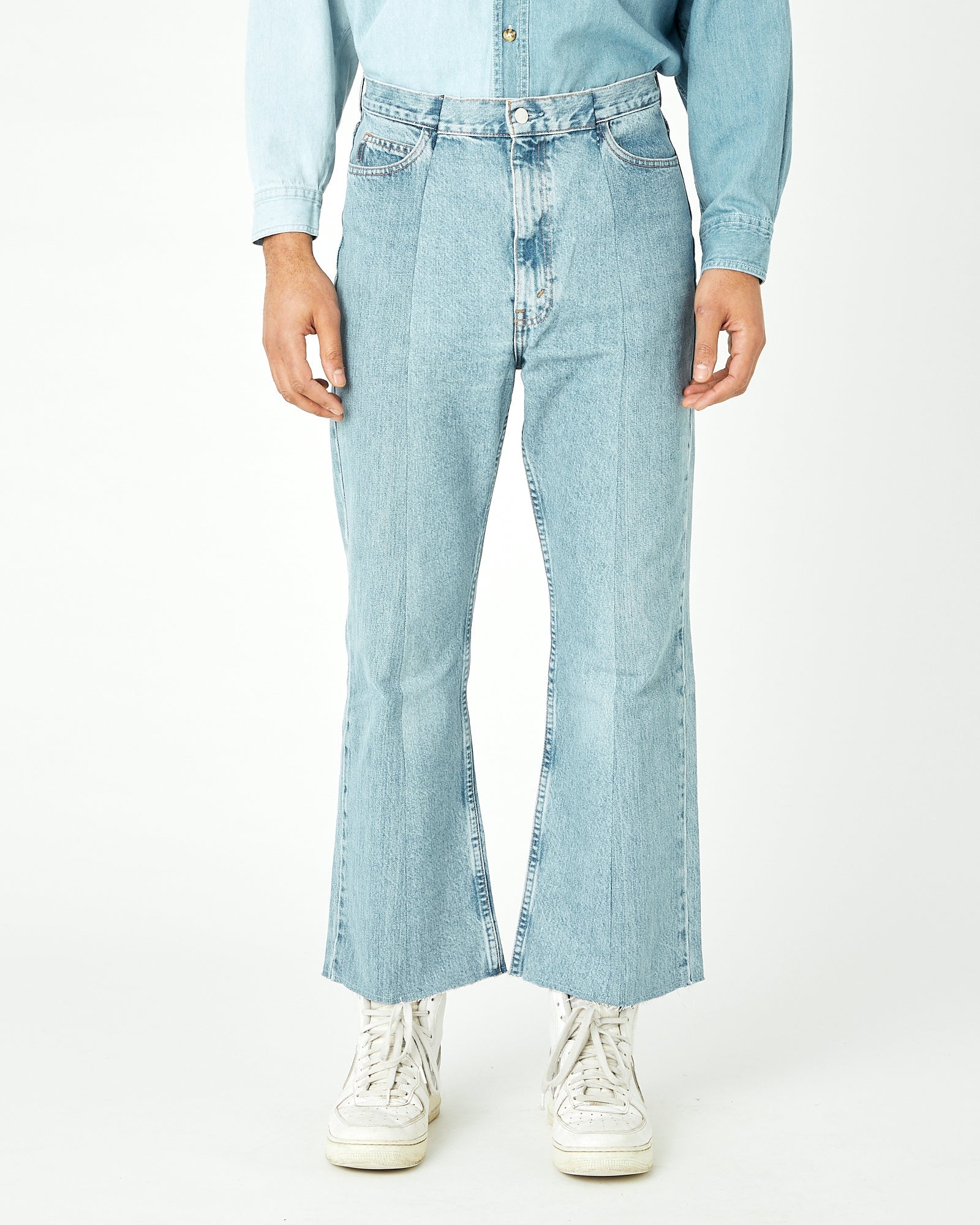 Mens Light Blue Match Flare Jean - E.L.V. Denim