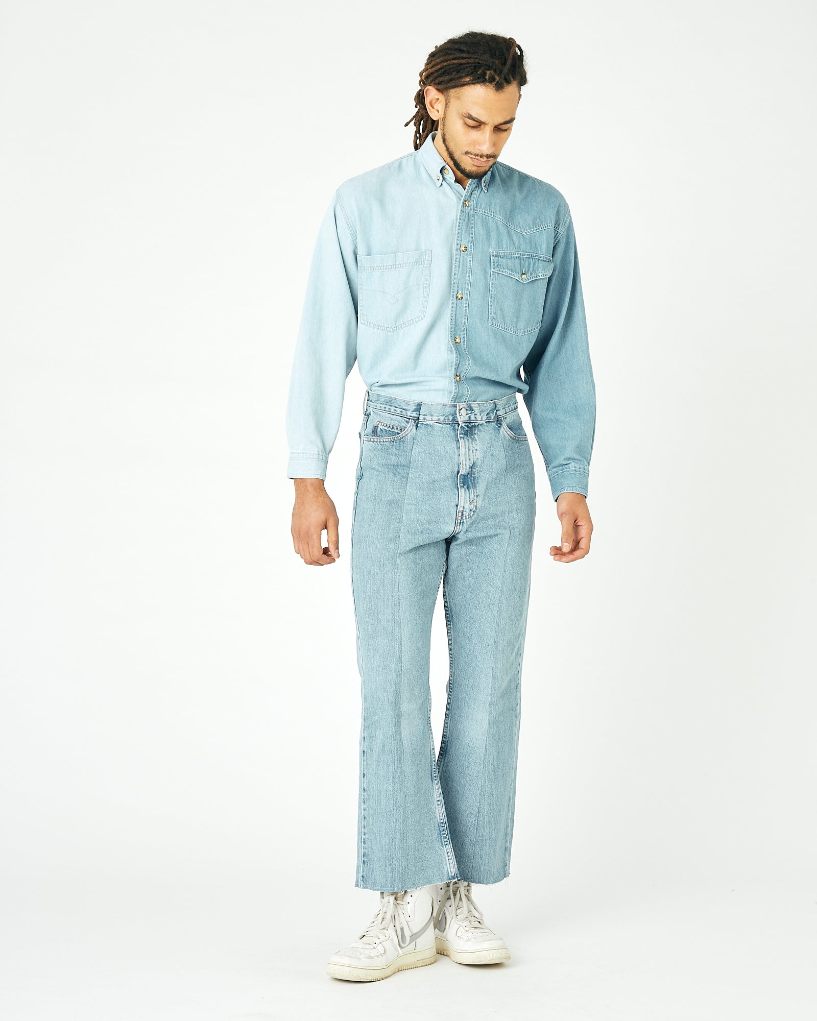 Mens Light Blue Match Flare Jean - E.L.V. Denim