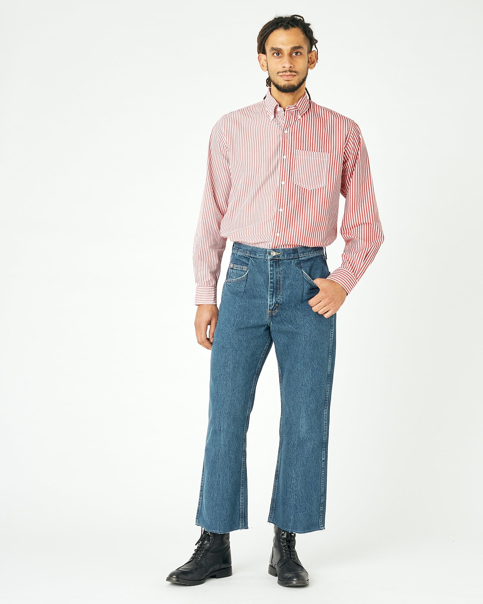 Mens Mid Blue Match Flare Jean - E.L.V. Denim