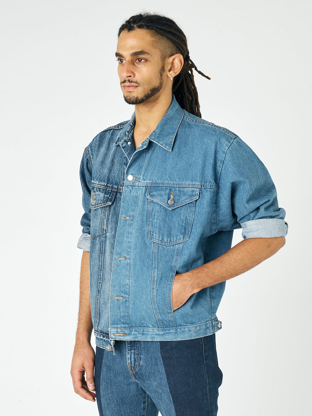 Mens Mid Blue Match Jacket - E.L.V. Denim