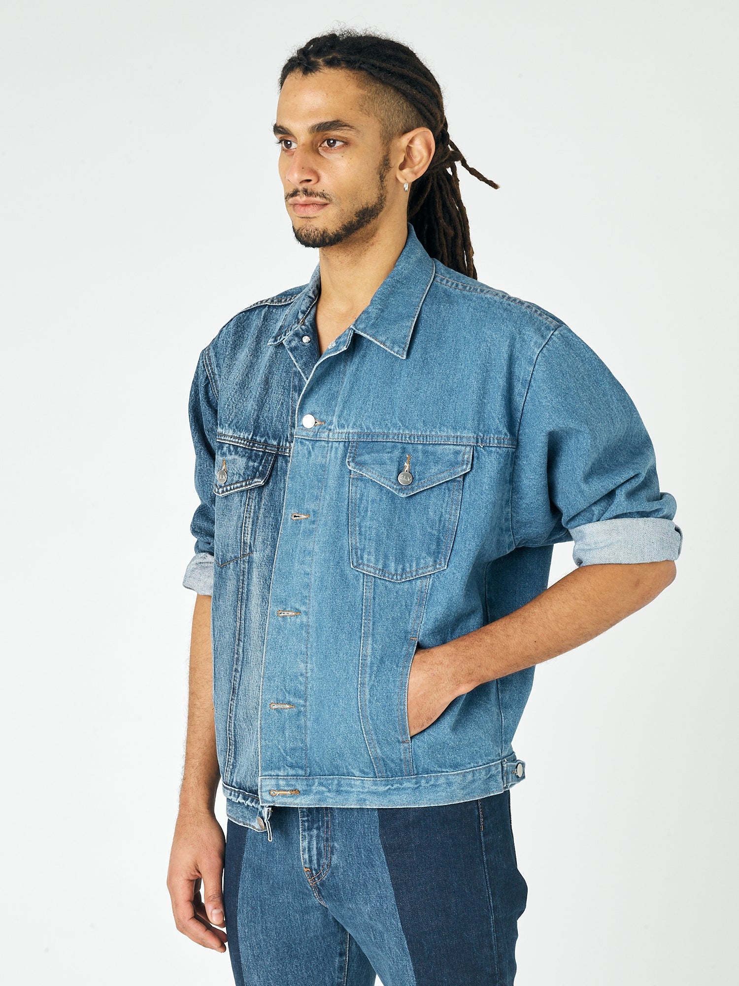Mens Mid Blue Match Jacket - E.L.V. Denim