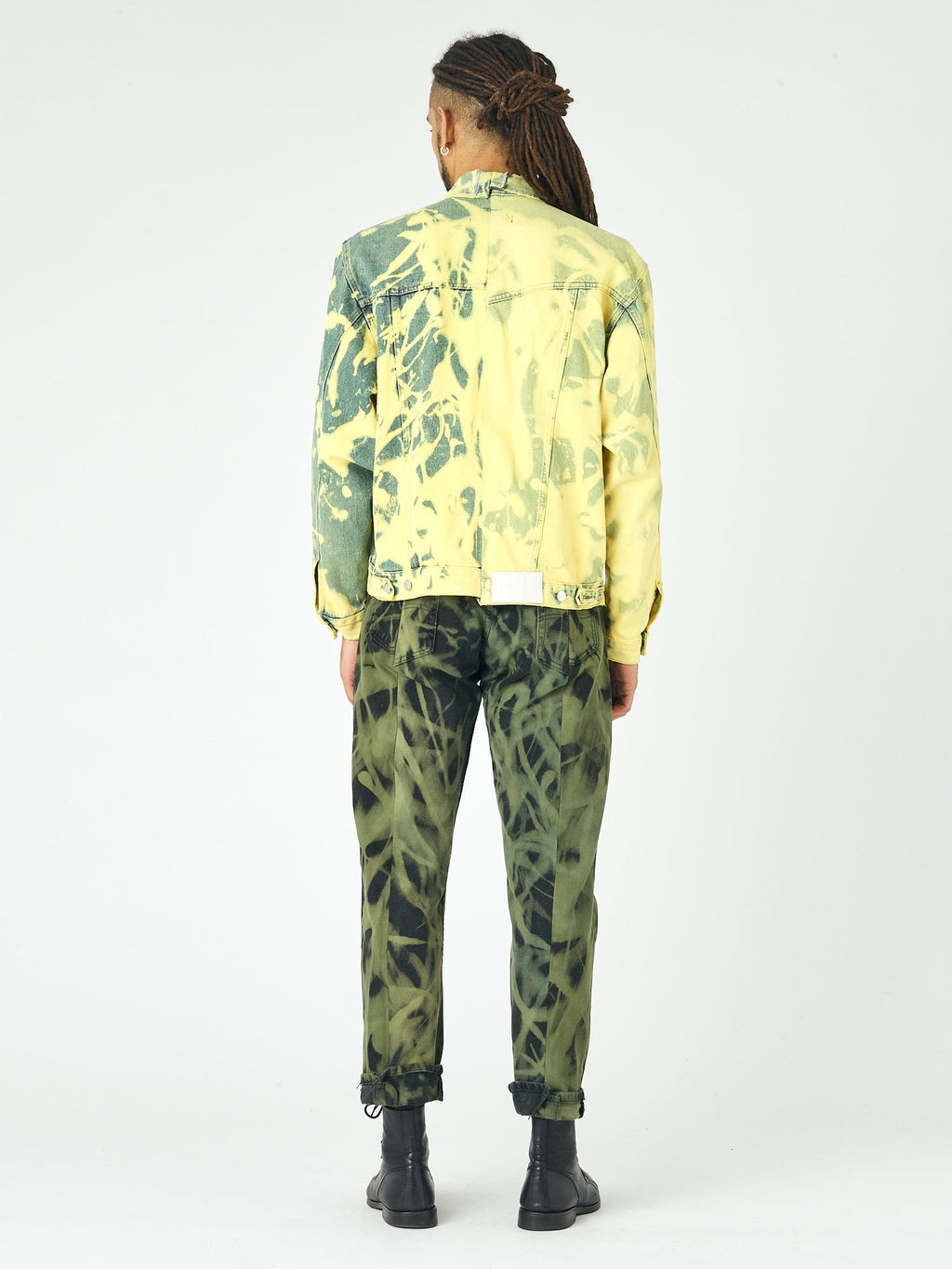 Mens Yellow Camo Bleach Denim Jacket - E.L.V. Denim