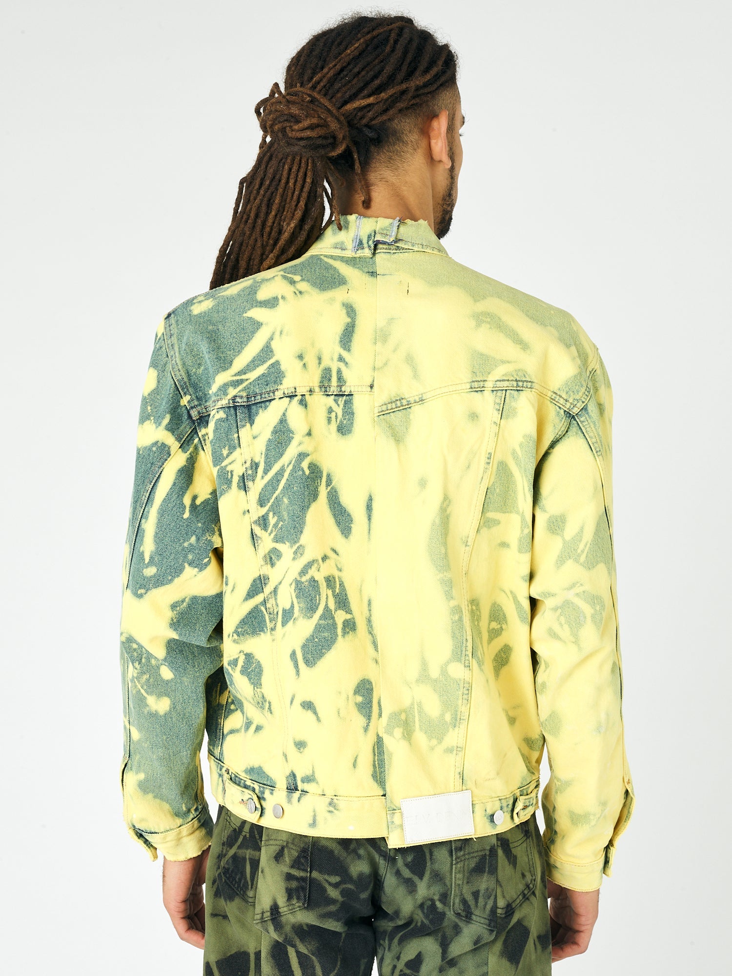 Mens Yellow Camo Bleach Denim Jacket - E.L.V. Denim