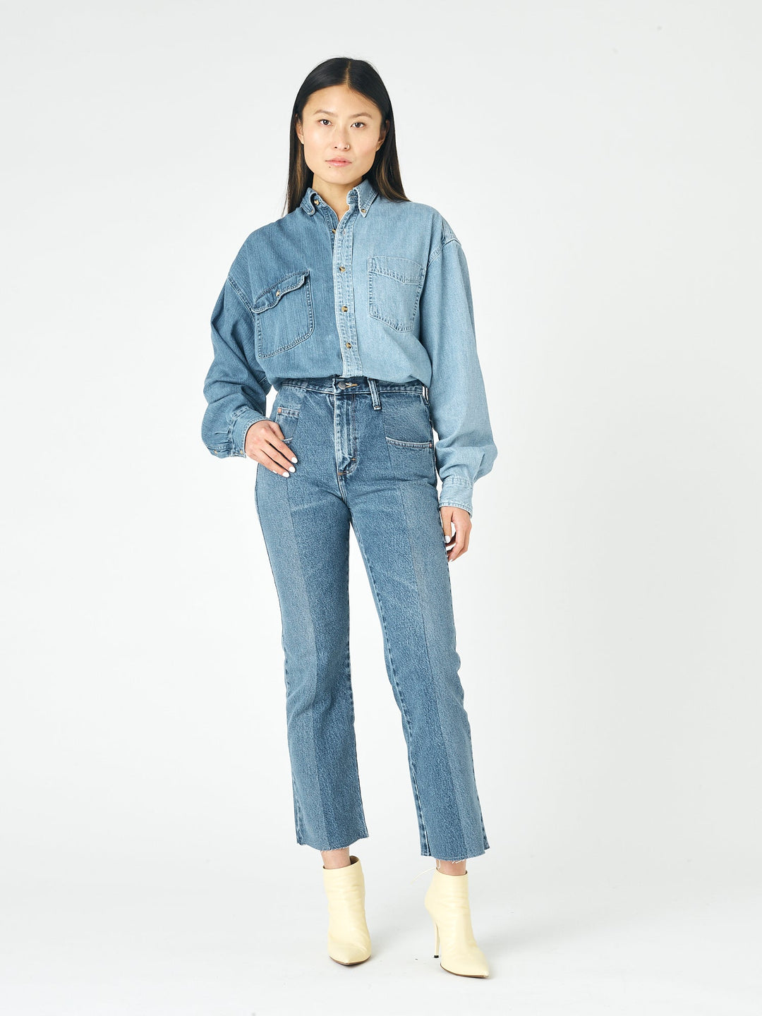 ★ ★ Women's Flare Fit Mid Blue Fleece Denim Przeglądaj Jasnoniebieski - ONLY Blush Mid Waist Flared
