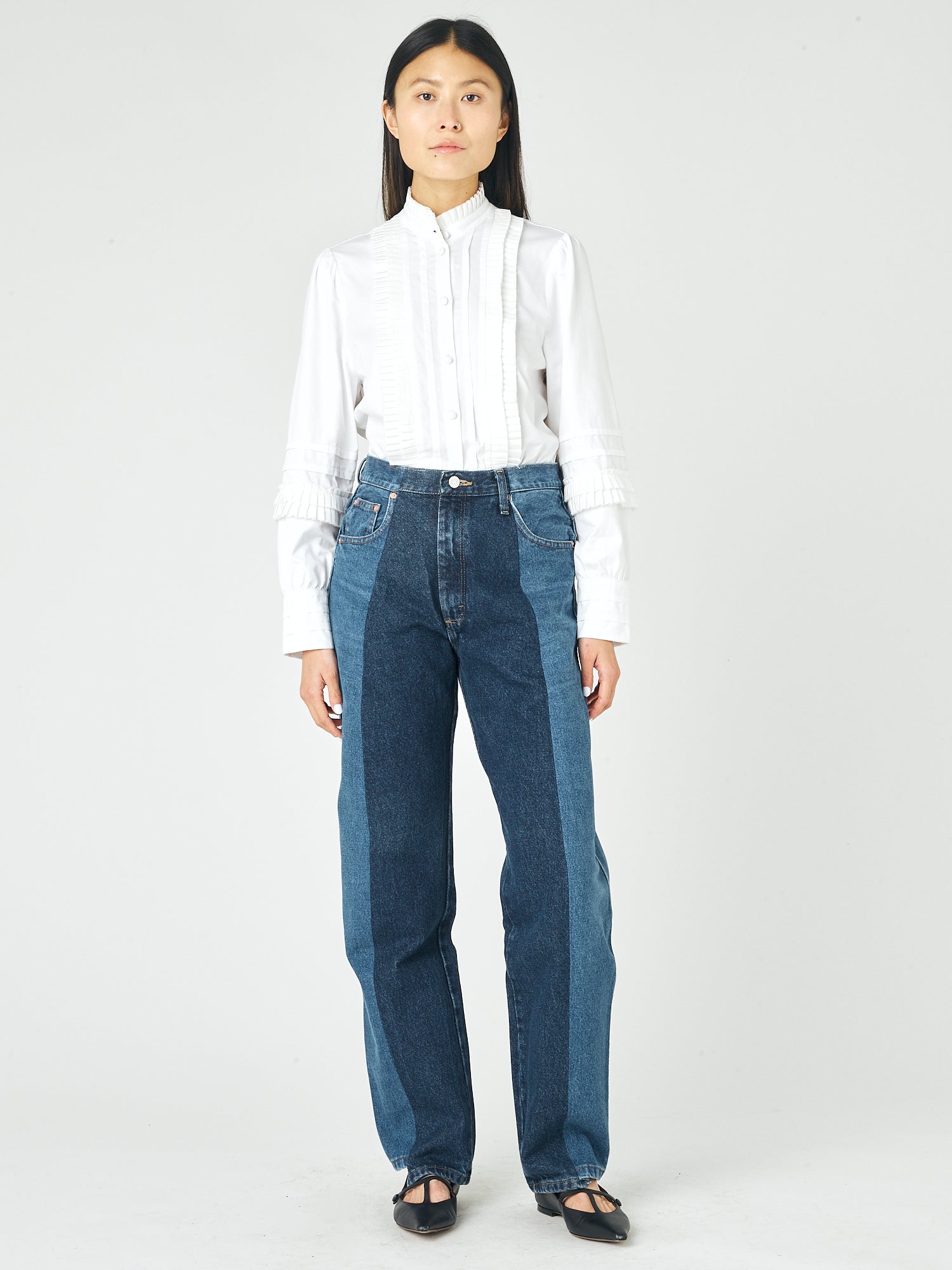 Mid Dark Blue Contrast Boyfriend Jean - E.L.V. Denim