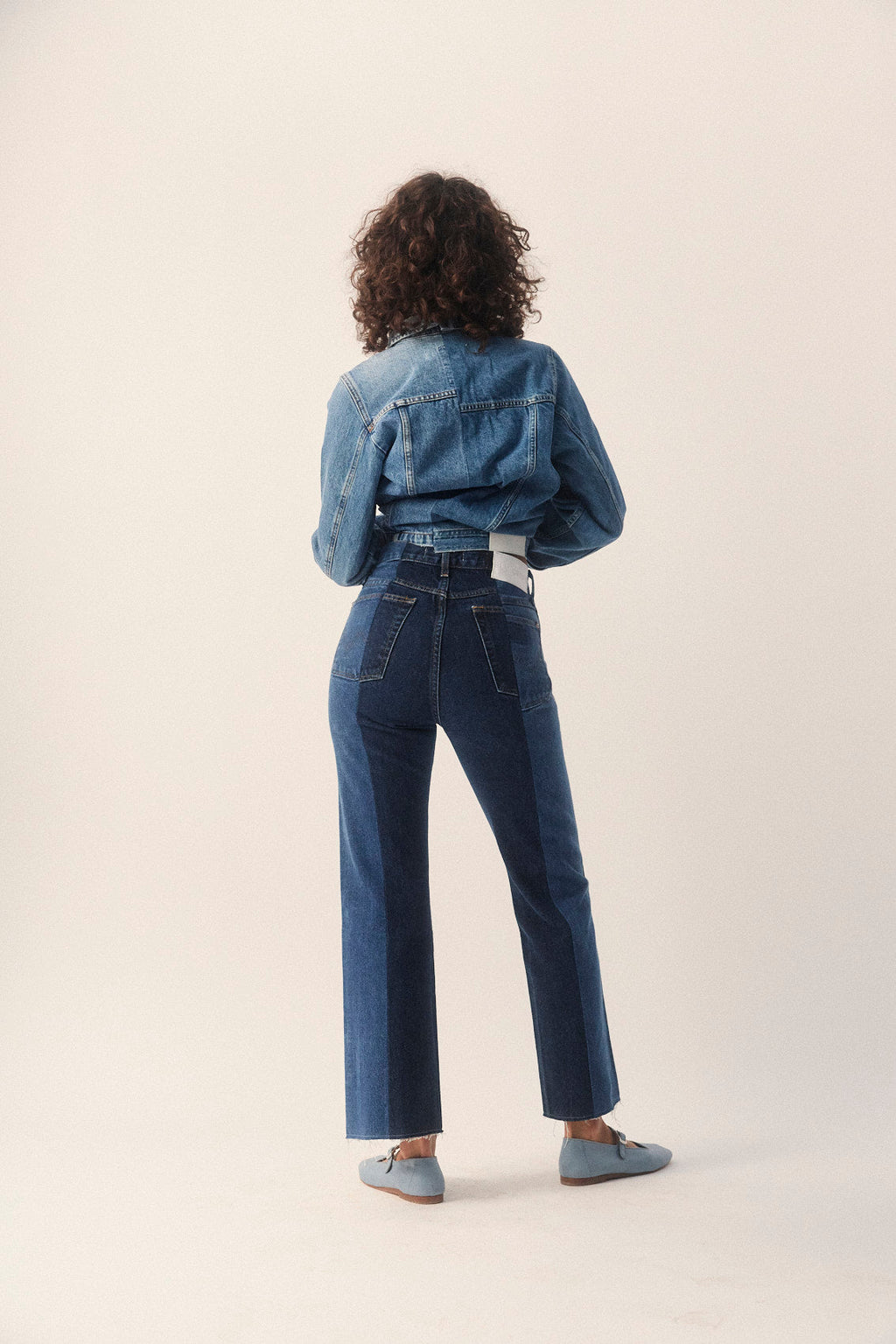 Mid Dark Blue Contrast Flare Jean - E.L.V. Denim