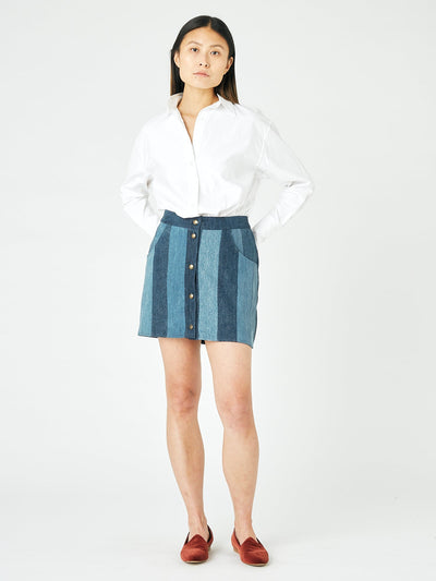 Mini Skirt Stripe Denim Dark Blue - E.L.V. Denim