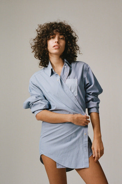 Solid Blue Stripe Diana Shirt - E.L.V. Denim