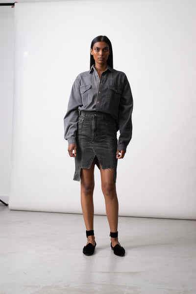 The Classic Charcoal Grey Denim Skirt - E.L.V. Denim