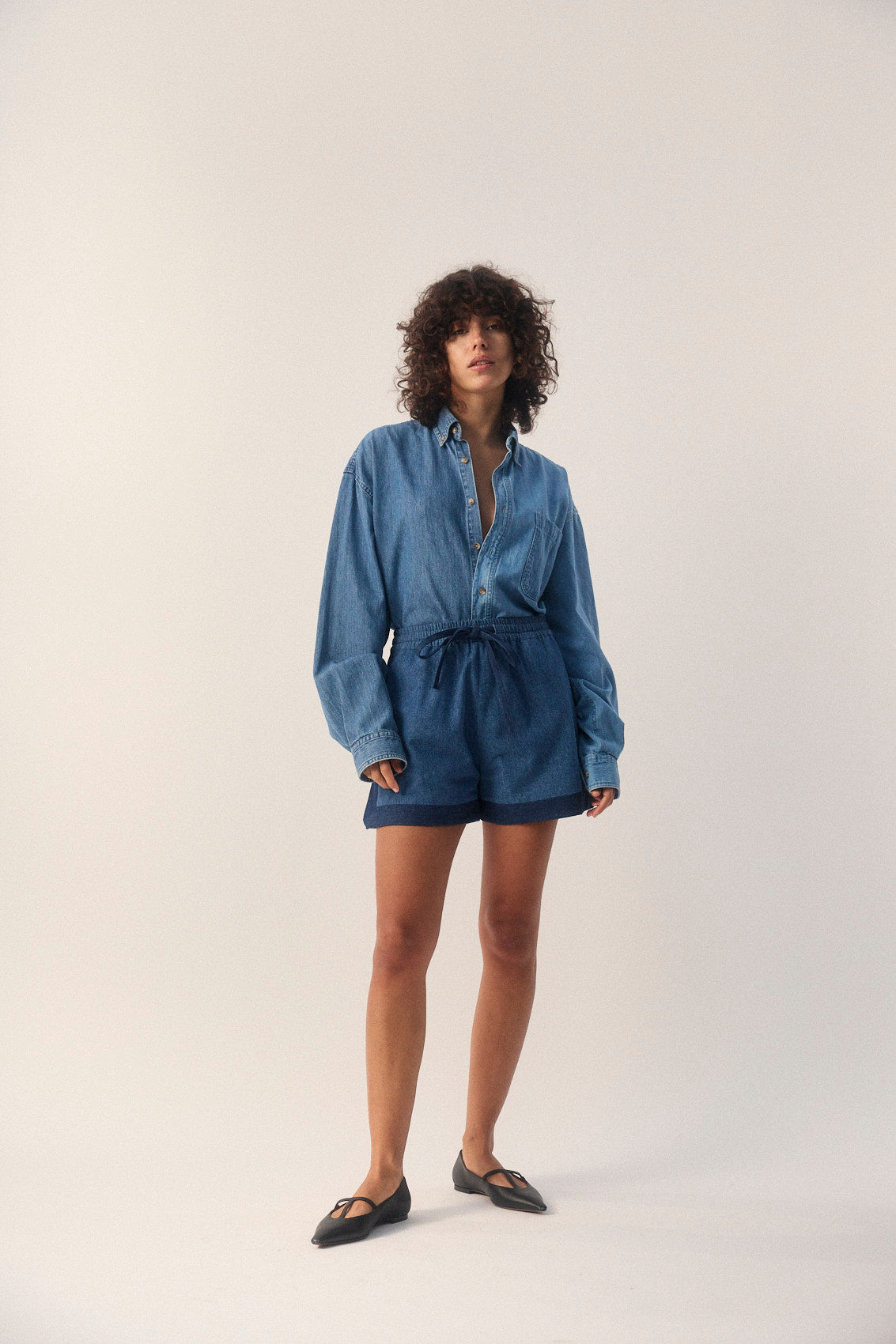 The Mid Dark Blue Denim Missy Short - E.L.V. Denim