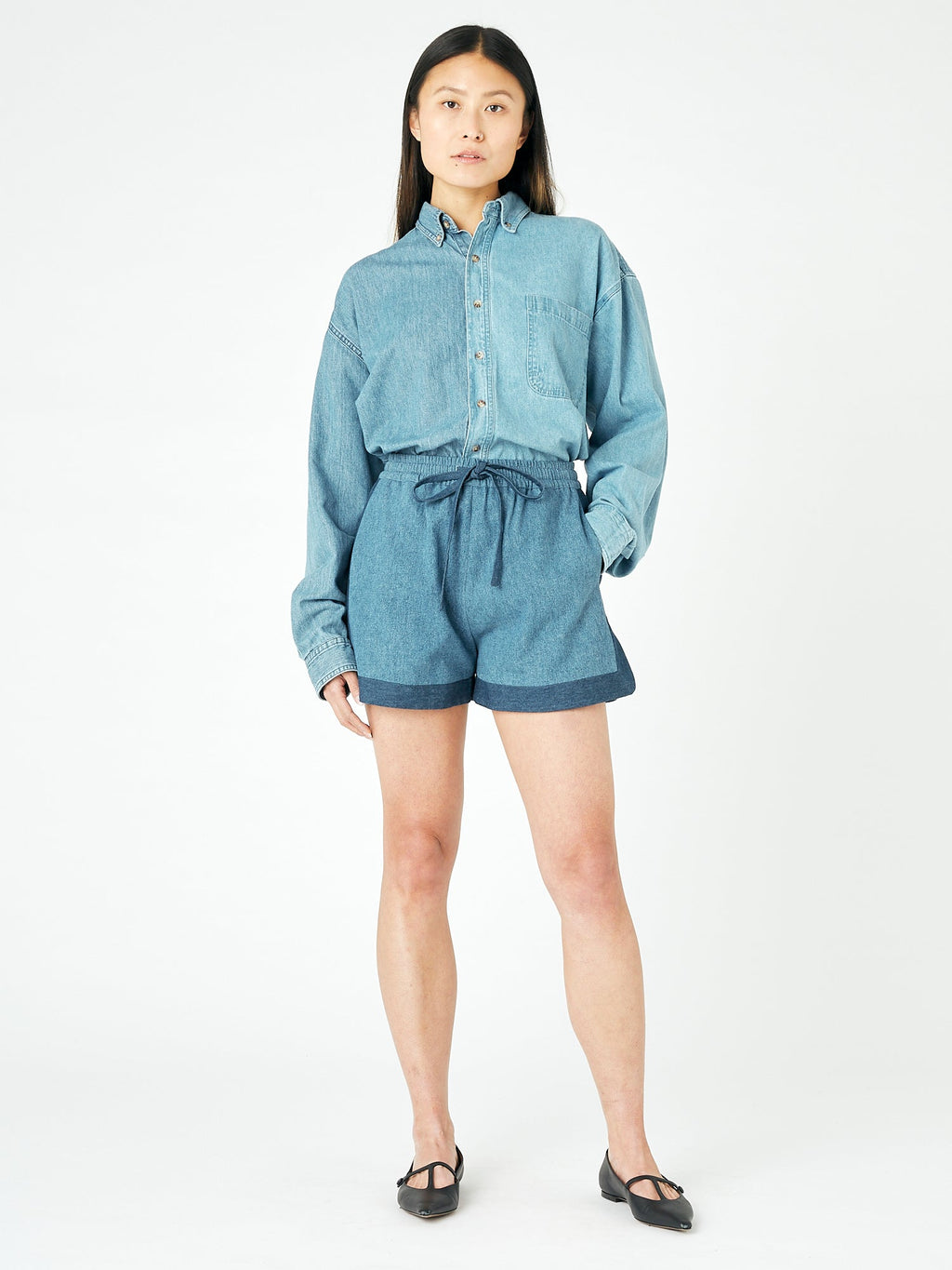 The Mid Dark Blue Denim Missy Short - E.L.V. Denim
