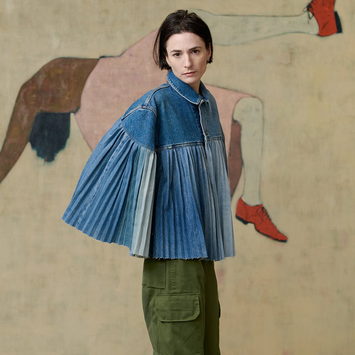 The Pleated Denim Cape - E.L.V. Denim