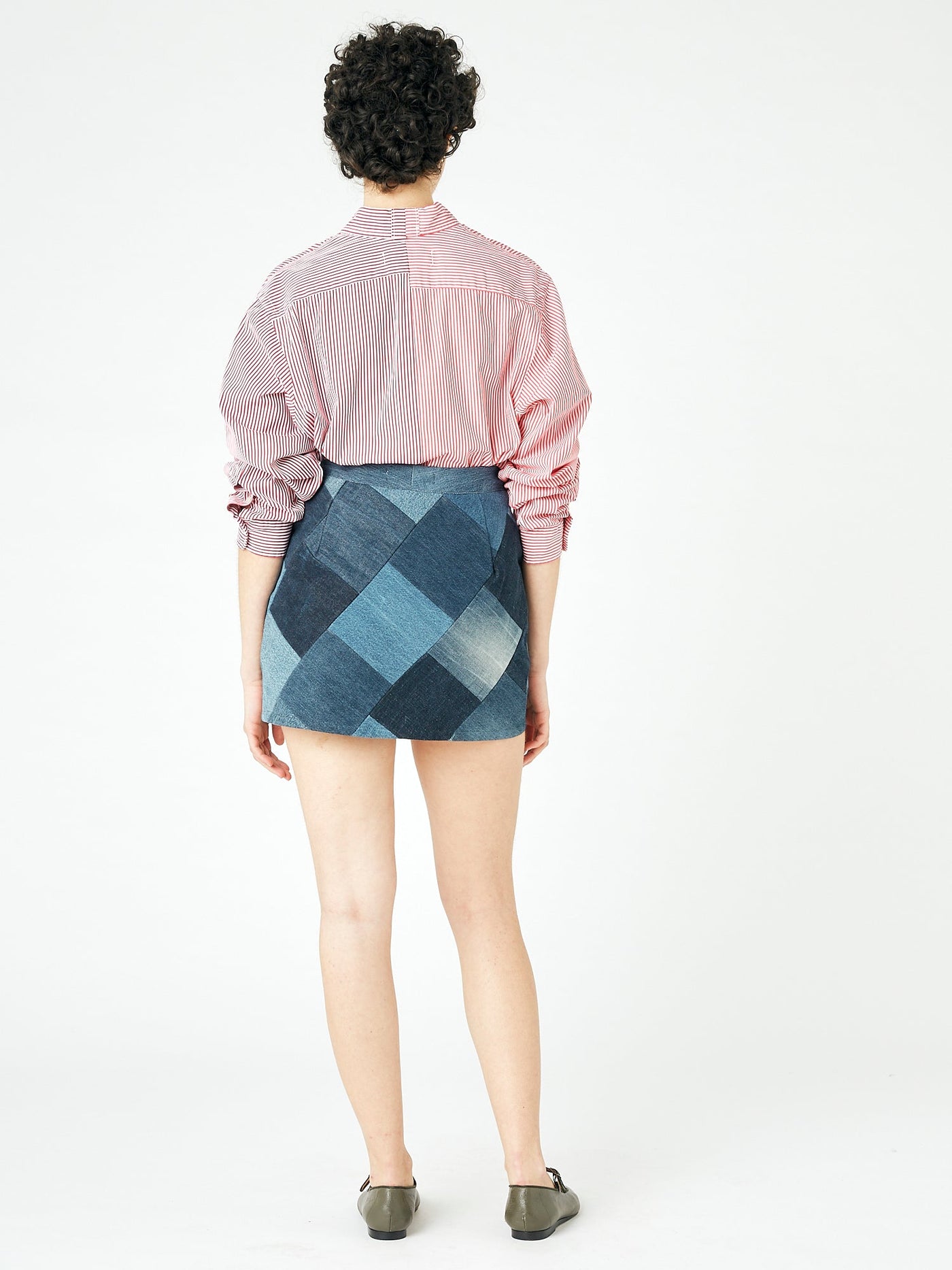 The Square Patchwork Denim Mini Skirt - E.L.V. Denim
