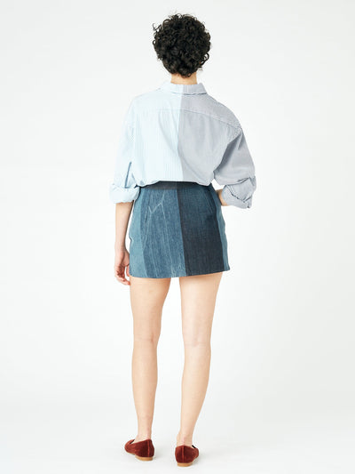 The Stripe Panel Denim Mini Skirt - E.L.V. Denim