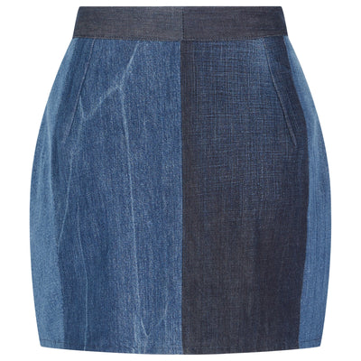 The Stripe Panel Denim Mini Skirt - E.L.V. Denim